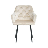 Pachet 3+1 Scaun tip fotoliu living/dining, bej, tapiserie catifea, cadru metalic, fix, Velvet